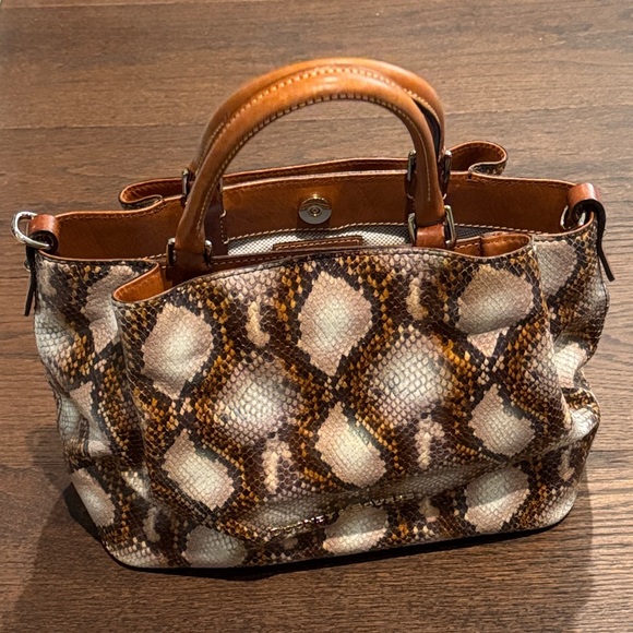 Dooney and Bourke Brown Python Barlow Satchel